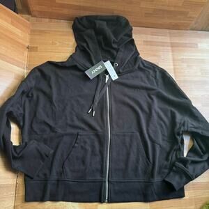 DKNY cropped full-zip hoodie features a drawstring hood XXL NWT